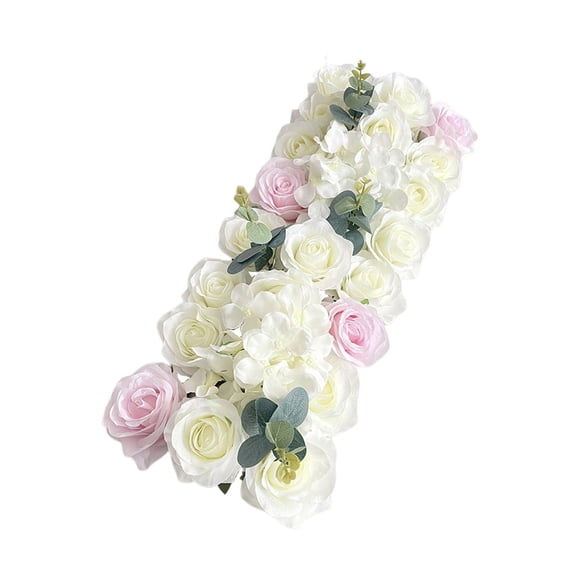 Puerta Arqueada Fila De Flores Panel De Flores Realistas Para La Ceremonia De La Fiesta De La Estación T Blanco Rosa Estilo 1