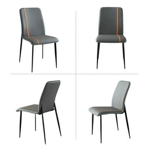 Velazio - Silla De Comedor Capitone Gris Pack X4 Ecocuero Acolchado, Patas De Fierro
