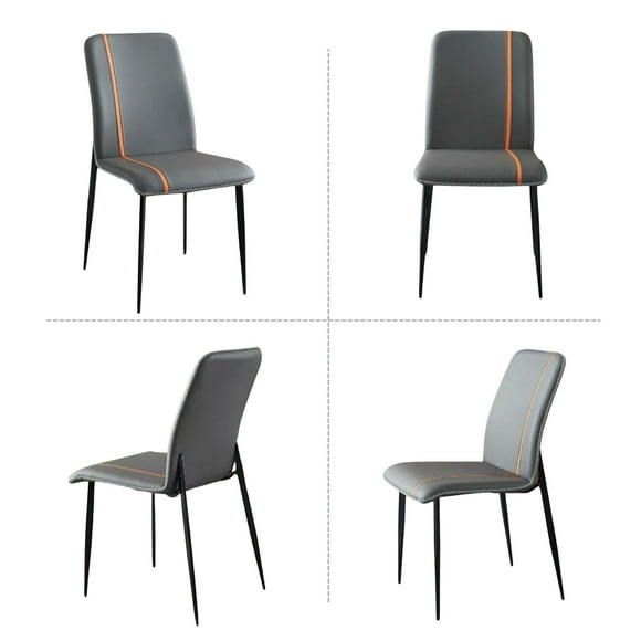 Silla de comedor Capitone Gris Pack x4 ecocuero acolchado, patas de fierro