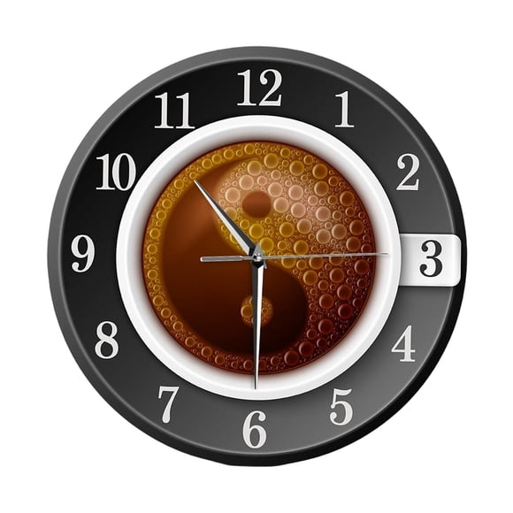 Reloj De Pared Con Símbolo De Taza De Café En Yin Y Yang Para Cafetería, Sala De Estar