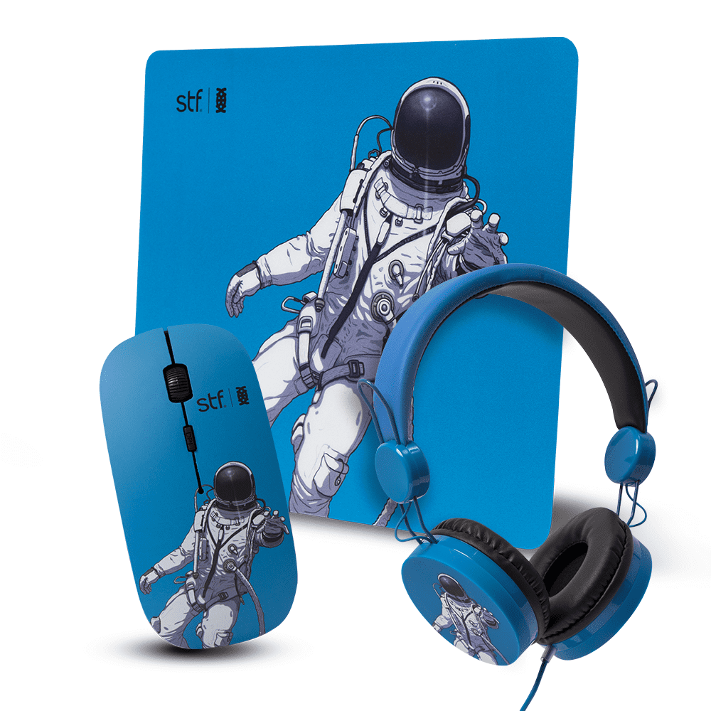 Coolcapital - Pack 3 En 1 Stf Mouse Audifono Mouse Pad Astronauta