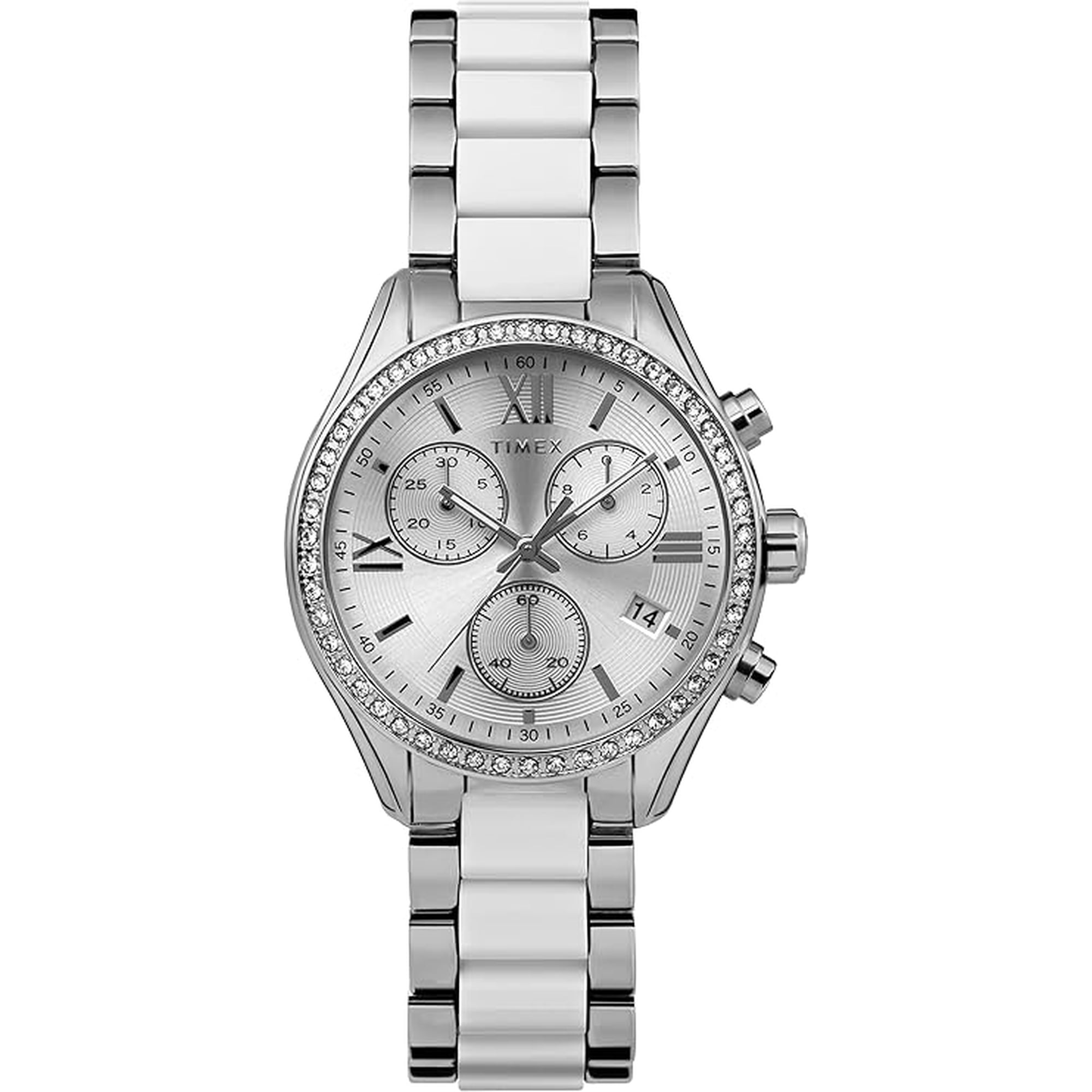Reloj Analógico Timex Clásico Cronógrafo Plateado Dama