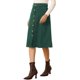 thumbnail image 4 of INSPIRE CHIC Falda Midi de Pana de Cintura Alta para Mujer, Línea A, con Botones al Frente, Plisada, con Cinturón y Bolsillos, Verde Oscuro XS, 4 of 6