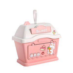 Magideal - Hucha De Cabaña, Hucha Portátil Para Casa Con Pegatina Diy, Decoración Del Hogar, Hucha De Ahorro De Dinero Para Niños, Dibujos Animados Para Recuerdo Rosa
