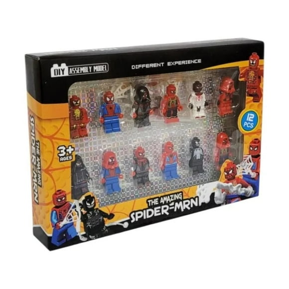 Juguete Set 12 Figuras 7cm Spider Man Bloques Infantil