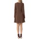 thumbnail image 3 of INSPIRE CHIC Vestido de Punto Acanalado para Mujer de Manga Larga con Cuello Redondo, Cintura Vasca, Línea A Fluida, Talla M, Marrón, 3 of 6