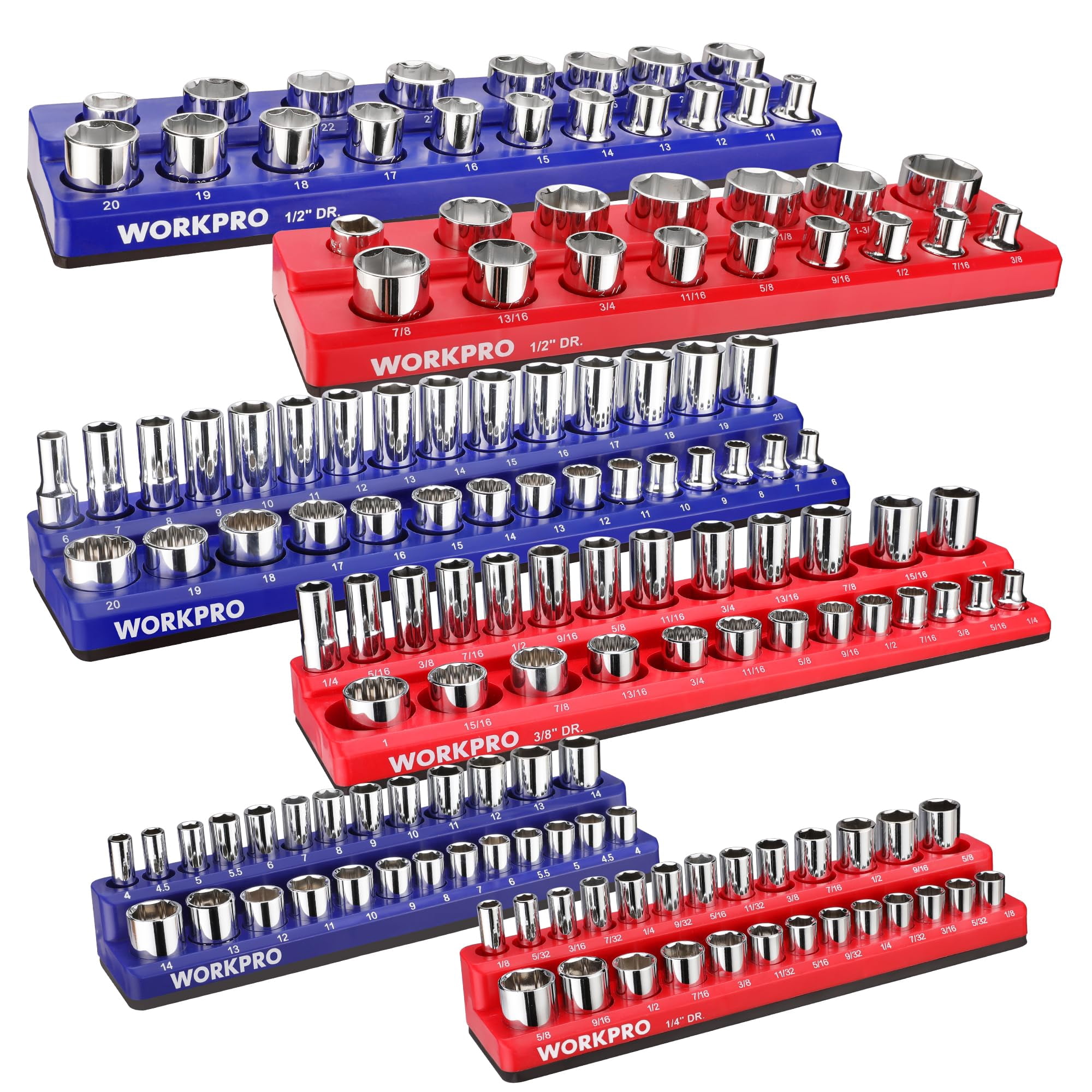 Juego Organizador De Enchufes Workpro Magnetic, 6 Piezas, 143 Enchufes