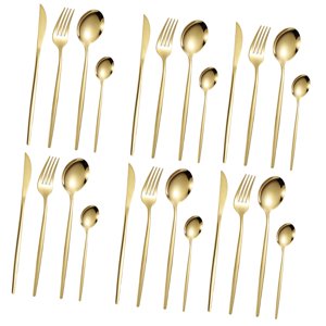 Bothyi - Juego De Cubiertos De Cocina Cubiertos Multiusos Para Vacaciones Diarias Año Nuevo Chino Dorado 24 Piezas