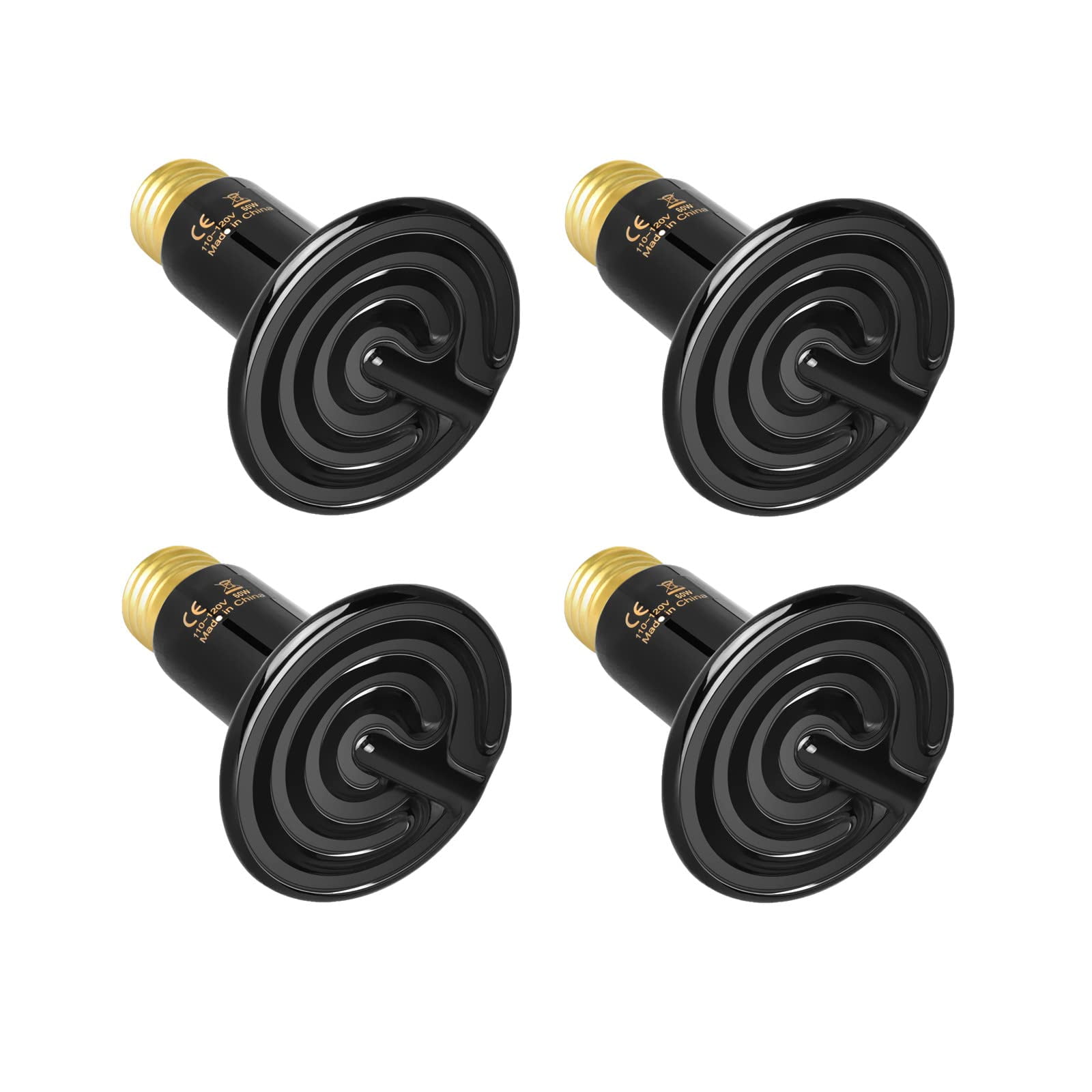 Emisor de calor cerámico Simple Deluxe de 60 W para reptiles, paquete de 4