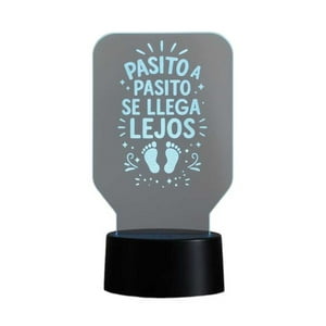 Lampara Ilusion 3D Frase: Pasito A Pasito... De 7 Colores, Base Touch