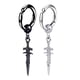 thumbnail image 4 of 2x Pendientes Largos De Acero Inoxidable Pendientes Largos Negros + Plateados, 4 of 5