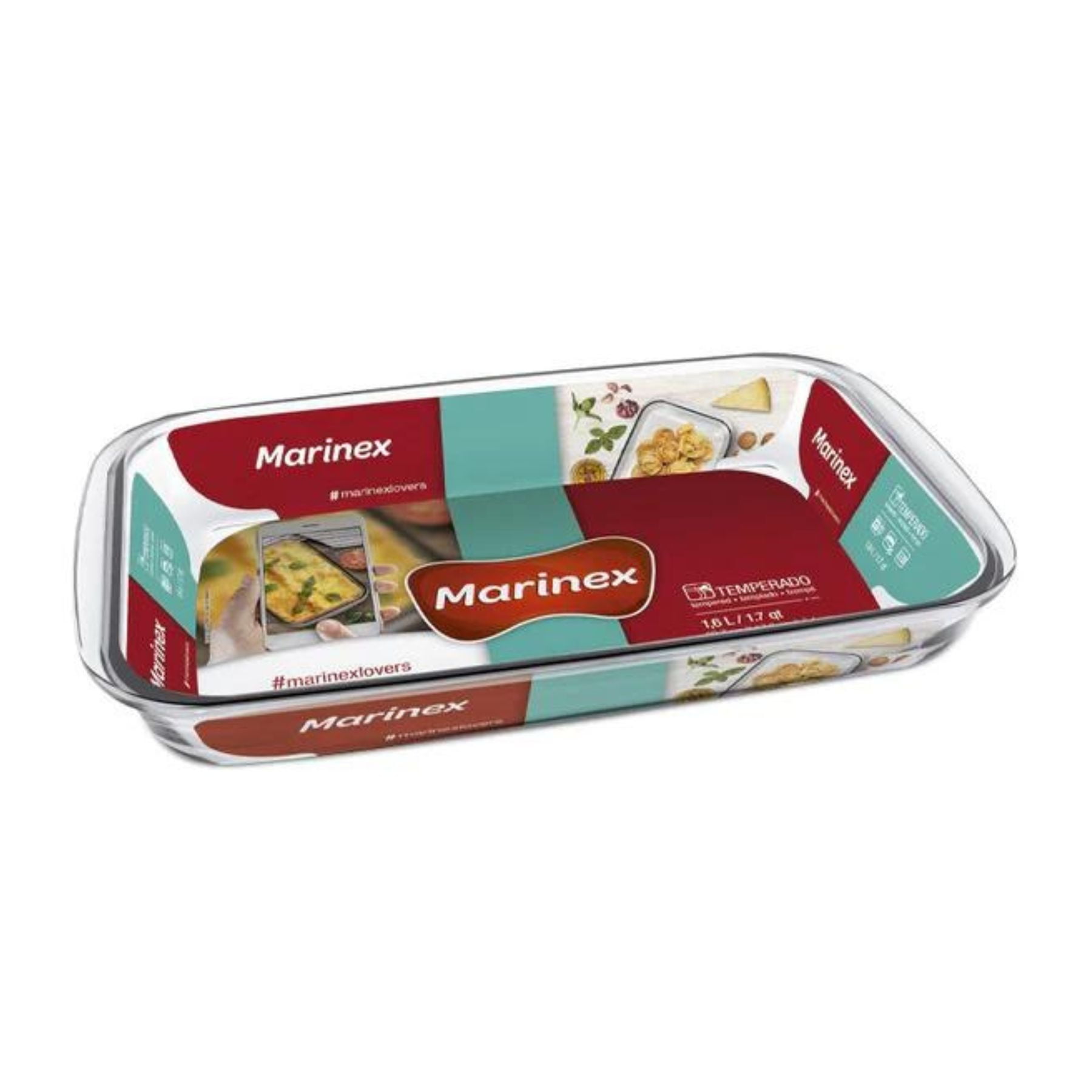 Fuente Pequeña Marinex 1600ml Asadera Rectangular De Vidrio