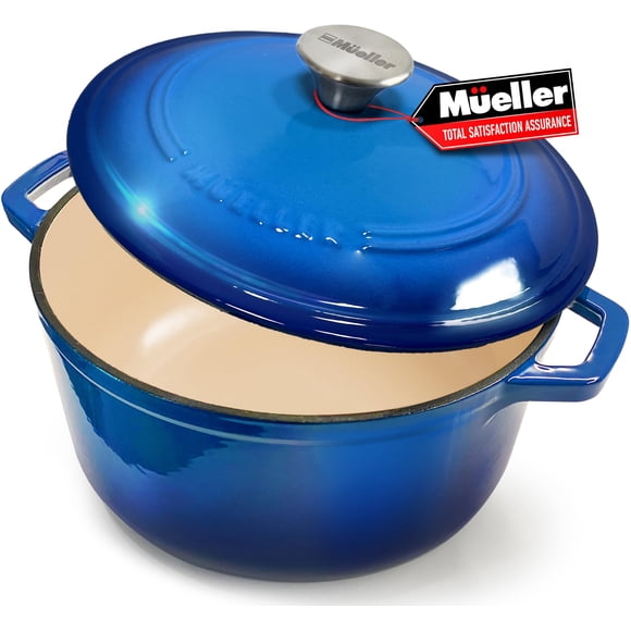 Horno holandés Mueller DuraCast de hierro fundido esmaltado de 6 cuartos de galón, azul aguamarina