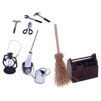 Bothyi - Juego De Herramientas Para Casa De Muñecas 1:12, Modelo De Escena En Miniatura Para Decoración De Césped, Negro