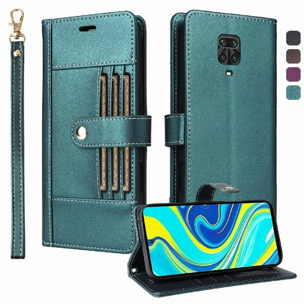 FOXDOCK Funda tipo Cartera para Xiaomi Redmi Note 9s – Cubierta de Cuero PU con Múltiples Ranuras, Bolsillo para Efectivo y Correa de Muñeca