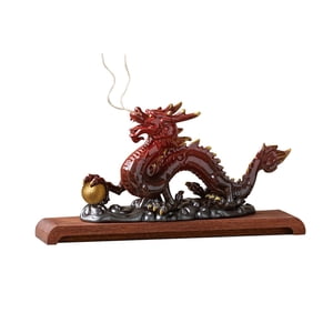Magideal - Decoración De Mesa De Estatua De Dragón Feng Shui, Estatuilla De Escritorio De Cerámica Creativa, Escultura De Dragón Chino Para Oficina De Estante Rojo