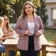 thumbnail image 2 of Agnes Orinda Blazers de Talla Grande para Mujeres Cuadros Solapa con Muesca Manga Larga Blazer Casual de Negocios 1X Burdeos, 2 of 8