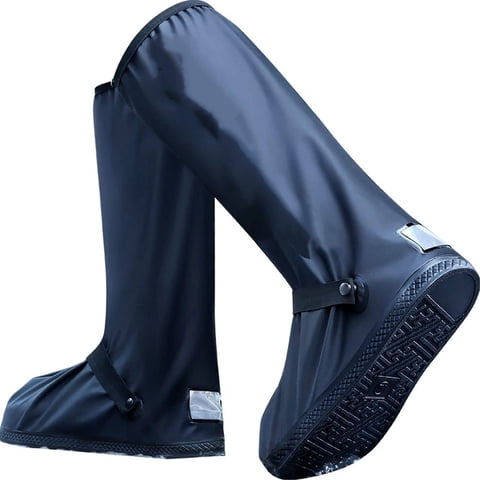 Xusx111 - Cubiertas De Zapato Impermeables Para La Lluvia, Cubiertas De Bota De Lluvia Con Cremallera, Reutilizable Y Plegable, Cubiertas De Bota De Nieve Antideslizantes Para Hombres Y Mujeres (Negro