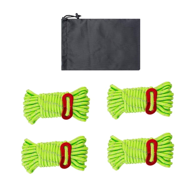 4 Piezas Cuerdas Reflectantes para Escalar Cuerdas de Escalada Resistentes con Bolsa de Almacenamiento Cuerdas para Campamento Cordones para Tienda de Verde