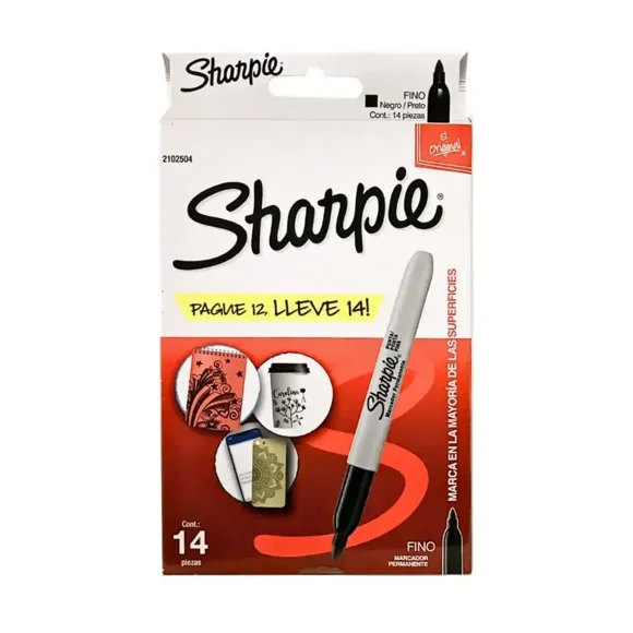 Set 12 Marcadores Sharpie P. Fina Negro