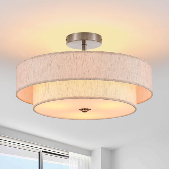 Lámpara de techo Widluth 46 cm cromo 3 luces tipo tambor