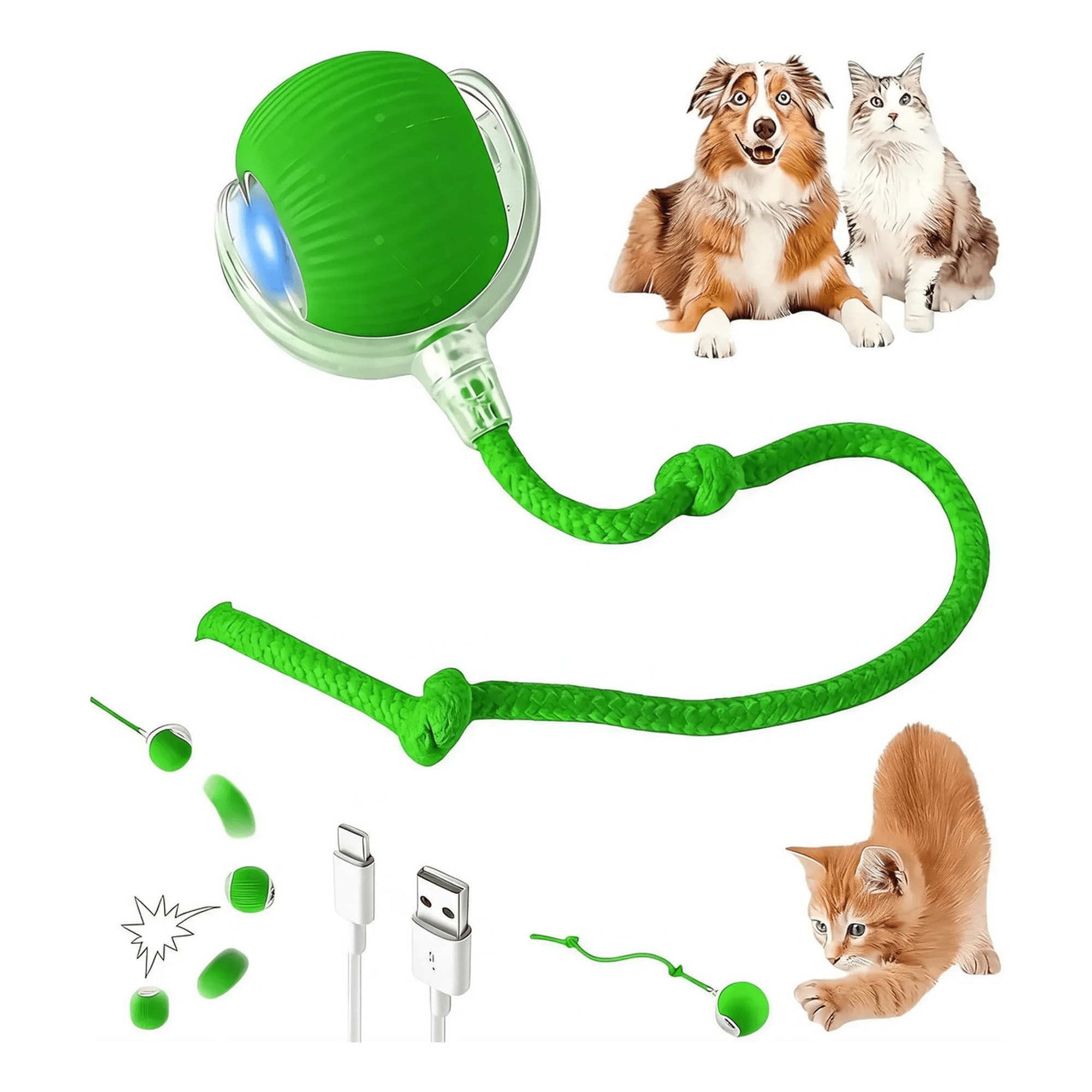 Pelota Giratoria Eléctrica Usb Recargablepara Perros Y Gatos