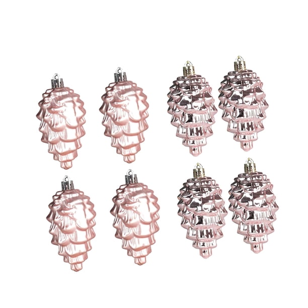 8 Piezas De Decoraciones Colgantes De Cono De Pino Navideño Para Corona, Etiqueta De Regalo Para Exteriores, Oro Rosa
