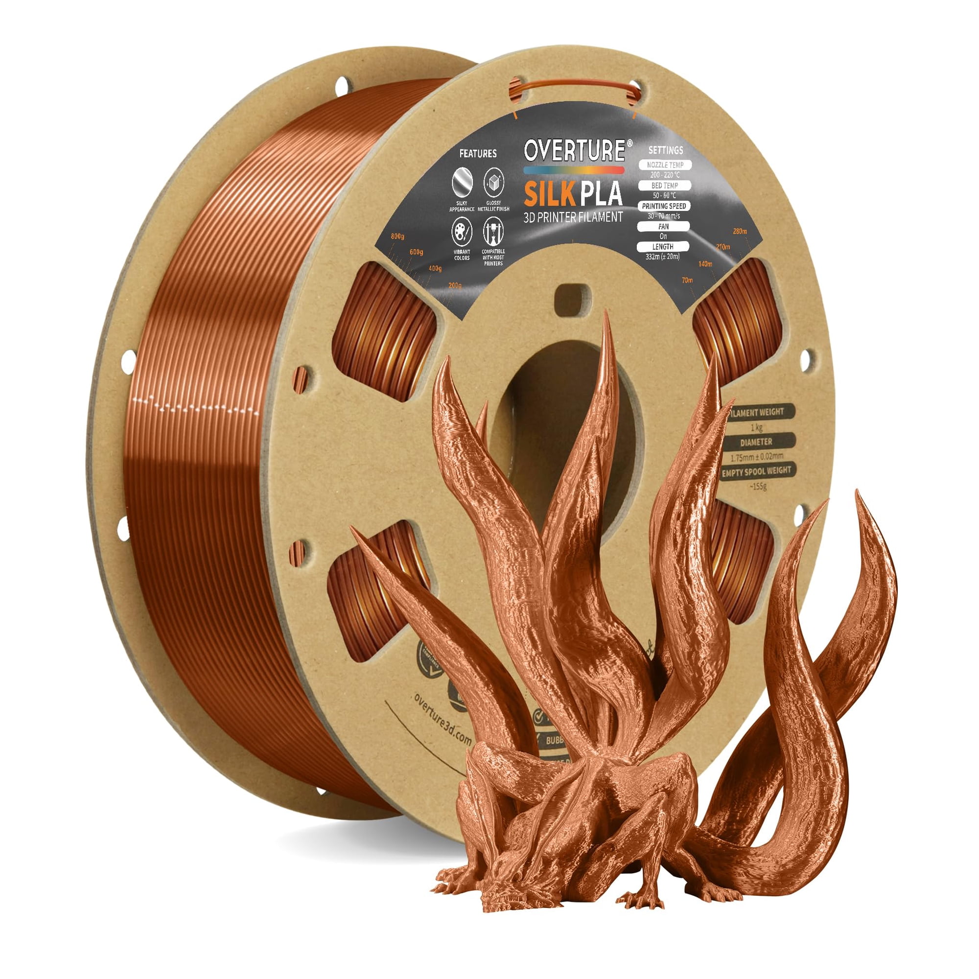 Overture - Filamento Para Impresora 3d Silk Pla Bobina De 1 75 Mm Y 1 Kg