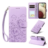 Funda Billetera Foxdock Compatible Con Samsung Galaxy A12/M12, Diseño Perrito Tierno, Ranuras Para Tarjetas Y Soporte Plegable