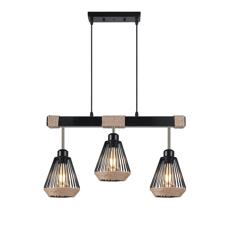 Want - Lampara Triple Rustica Colgante Cañamo