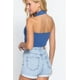 thumbnail image 2 of Saronite Top Corto de Punto con Cuello Halter Fruncido en la Parte Delantera Básico, Azul (para Mujer), 2 of 4