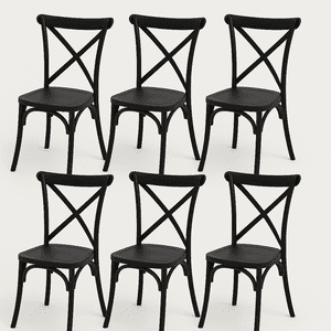 Moboi - Pack 6 Sillas Crossback Negra Apilable