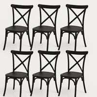 Moboi - Pack 6 Sillas Crossback Negra Apilable
