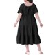 thumbnail image 3 of Vestido de verano para mujer de talla grande Agnes Orinda con cuello de corazón, manga corta con volantes, vestido midi en línea A con capas 3X negro, 3 of 6