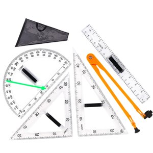 Magideal - Reglas Grandes De Geometría Matemática, Juego De Herramientas De Enseñanza De Matemáticas Geométricas, Suministros De Enseñanza Para Dibujo En Pizarra 5 Uds.