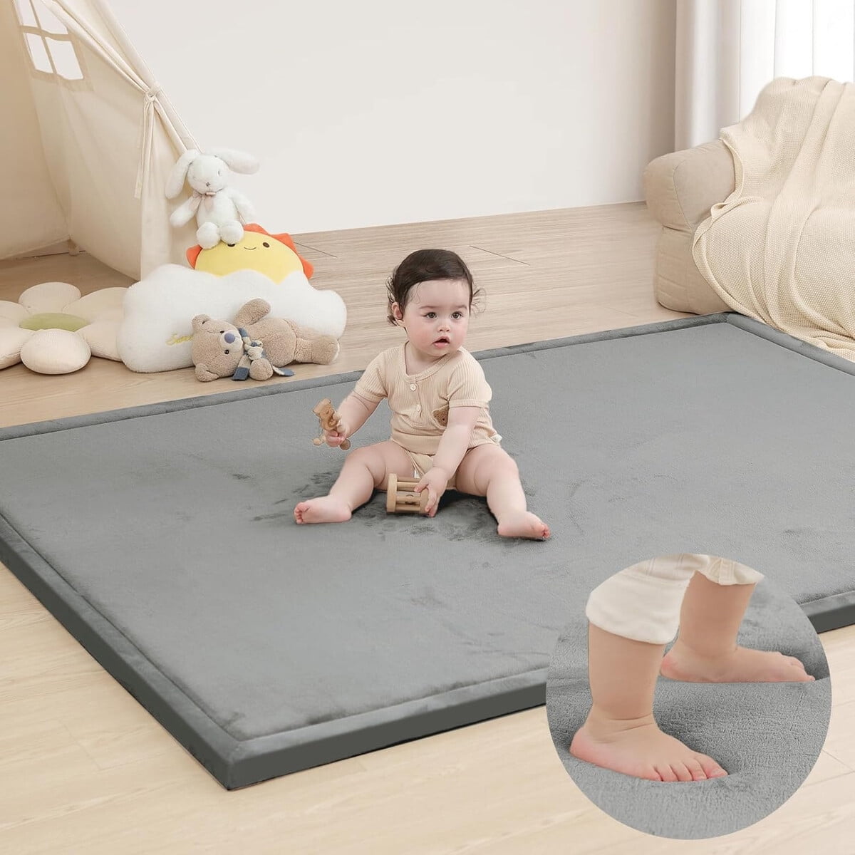 Vyseglobal - Alfombra Bebaa 200x300 Cm Memory Foam Gris