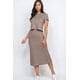 thumbnail image 1 of Capella Conjunto de Top Casual de Cuello Redondo y Falda Midi de Manga Corta Acanalada Lisa - Rosa Apparel, 1 of 11