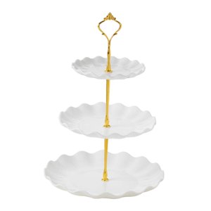 Magideal - Soporte Para Tartas De 3 Niveles, Bandeja Para Servir Cosméticos, Restaurante, Cupcakes, Plato De Exhibición Blanco