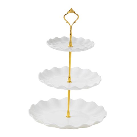 Magideal - Soporte Para Tartas De 3 Niveles, Bandeja Para Servir Cosméticos, Restaurante, Cupcakes, Plato De Exhibición Blanco