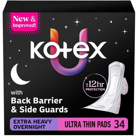 Toallas Kotex Ultra Thin Overnight Alas Extra Absorbentes 34 Unidades