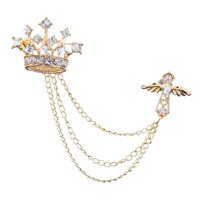 Ioensy - Broche De Corona Para Hombre, Cadenas Colgantes, Pin De Solapa Para Vestido, Novio, Padre, Regalo Aureate