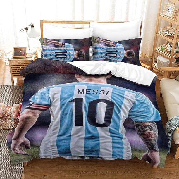 Lionel Messi Quilt Cover Bedding Sets Football Star Print Single Double Microfibre Duvet Cover Set