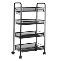 Prochef - Carro Organizador Multiuso Acero Negro 4 Bandejas Removibles