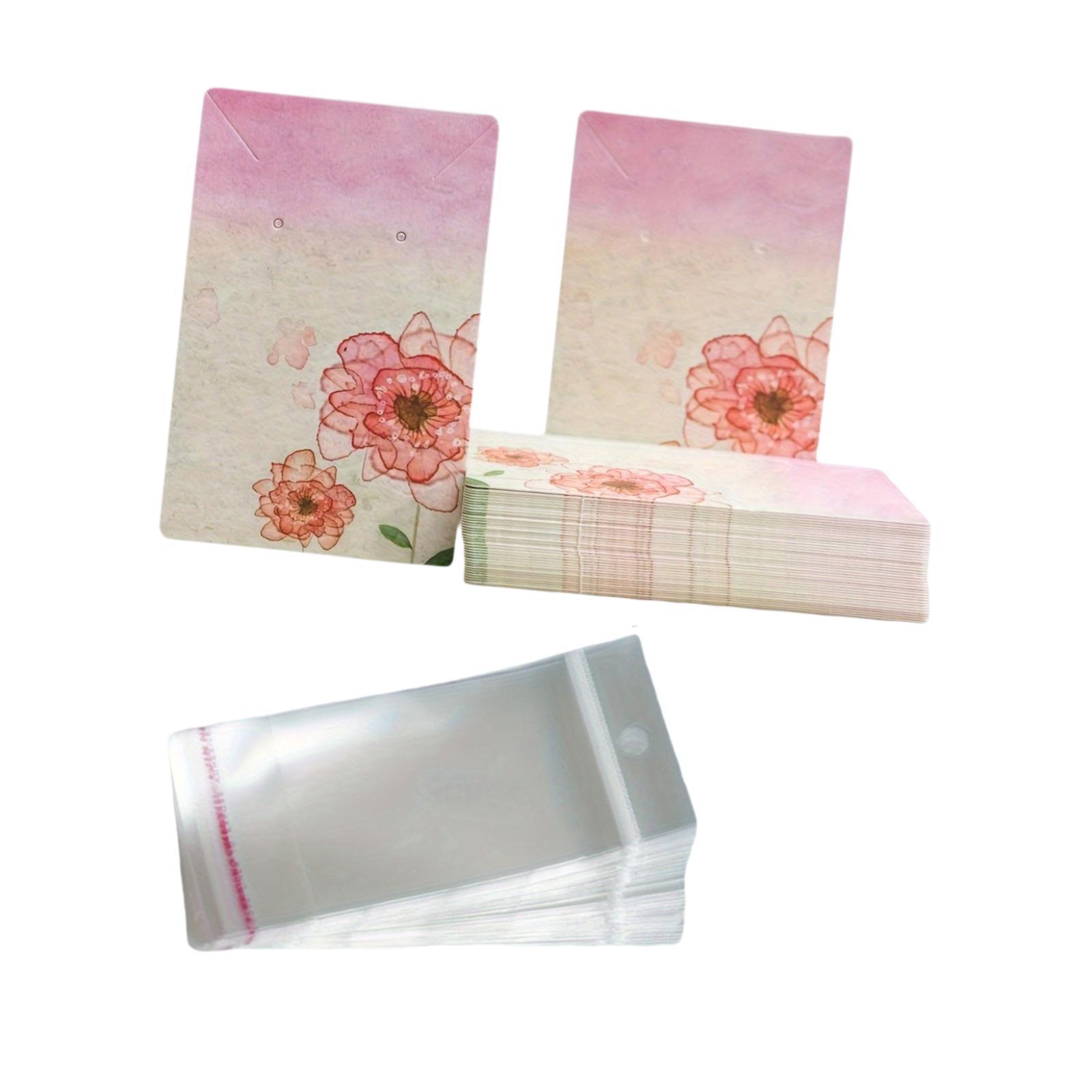 Magideal - 50 Tarjetas De Exhibición De Pendientes, Exhibición De Joyas, Decorativas Y Prácticas Con Bolsas Selladas. D