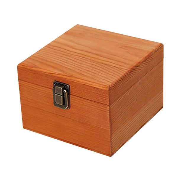 Caja organizadora de madera con cierre frontal rústico, caja sin terminar, caja portátil para guardar recuerdos, caja para el día de San Valentín, dec marrón 14x14x10cm