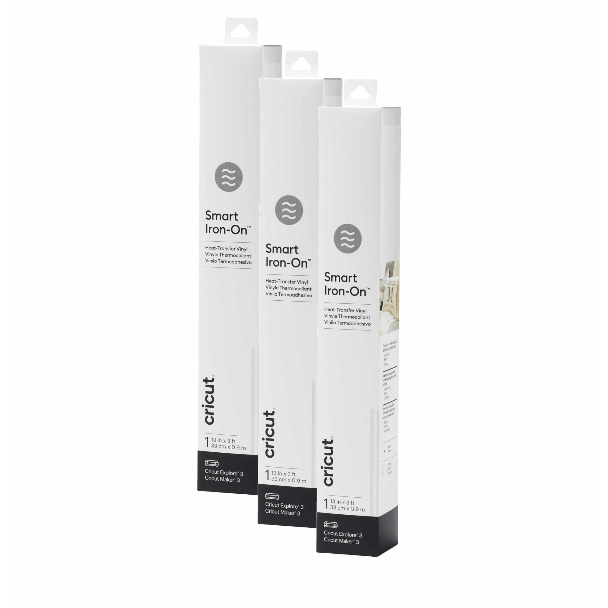 Vinilo De Transferencia Térmica Cricut Smart Iron On, Blanco, Paquete De 3 Rollos De 90 Cm (33 X 91 Cm)