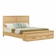 thumbnail image 3 of Cama King Size con cabecera geométrica 3D y banco de almacenamiento - almacenamiento de 4 cajones, muebles modernos de dormitorio, 3 of 6