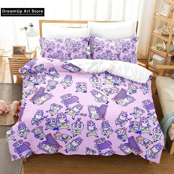 x1497 Bed SheetsAnime Pop Team Epic Poputepipikku Bedding Set Boys Girls Twin Full Size Duvet Cover Pillowcase Bed Adult Bedroom 3-Piece Bedding Set (1 Duvet Cover + 2 Pillow Shams) nj1497