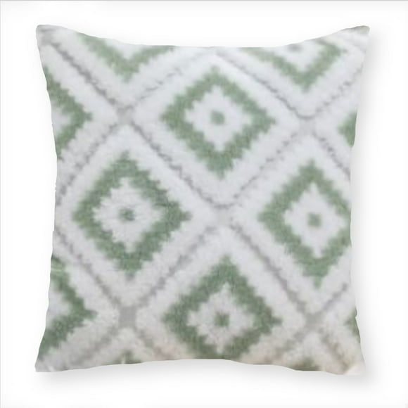 Funda Cojín Peludo 45x45 Cm Rombo Verde