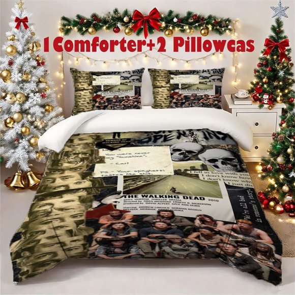 3pcs Bedding Set Featuring 'The Walking Dead' Design Includes a Soft Duvet Cover And Two Pillowcases Suitable for Year Round Use